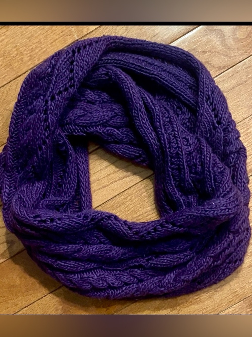 Michael Kors Cable Knit Infinity Scarf Purple Chunky Knit Loop OS
